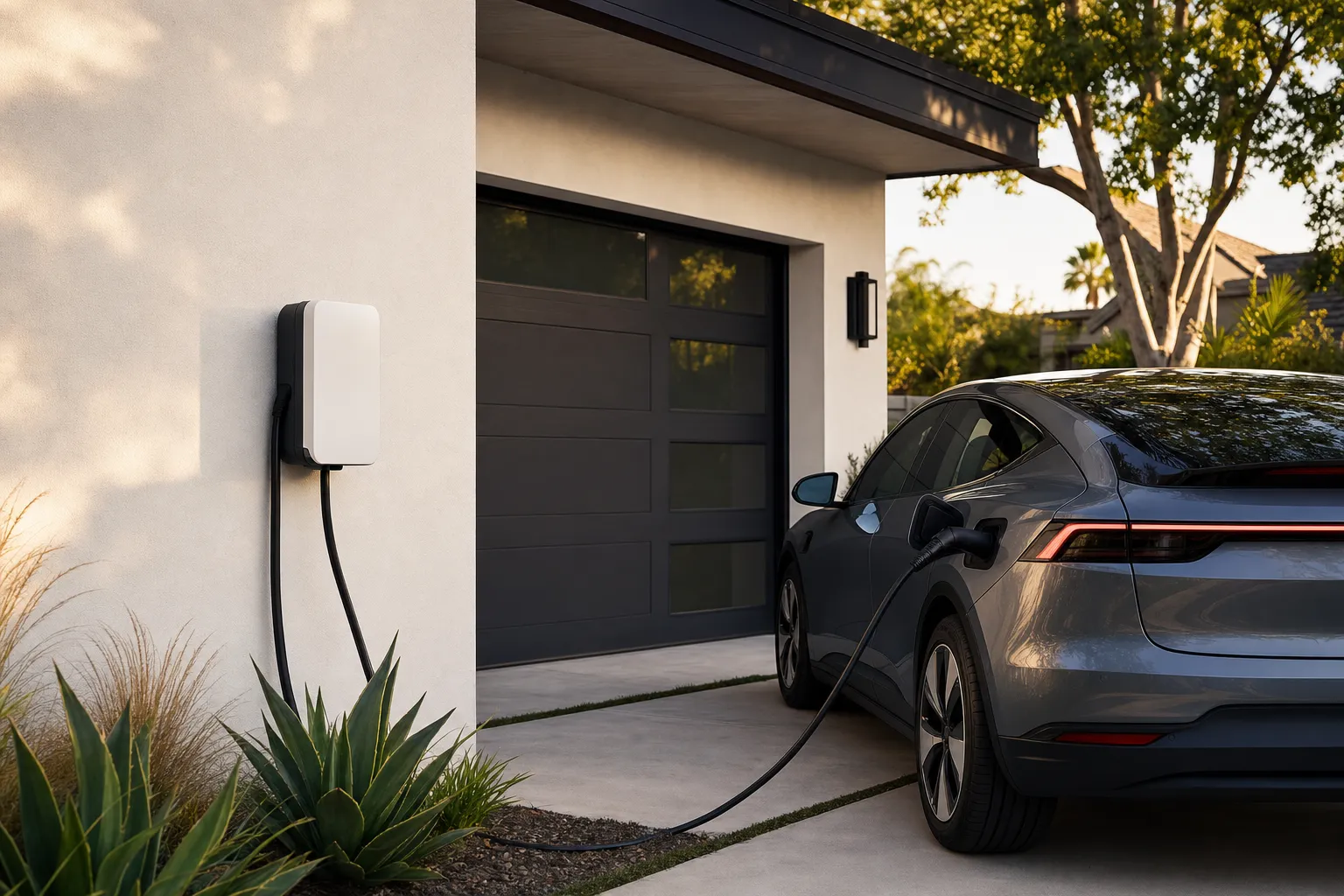 Wall-mounted EV charger installation