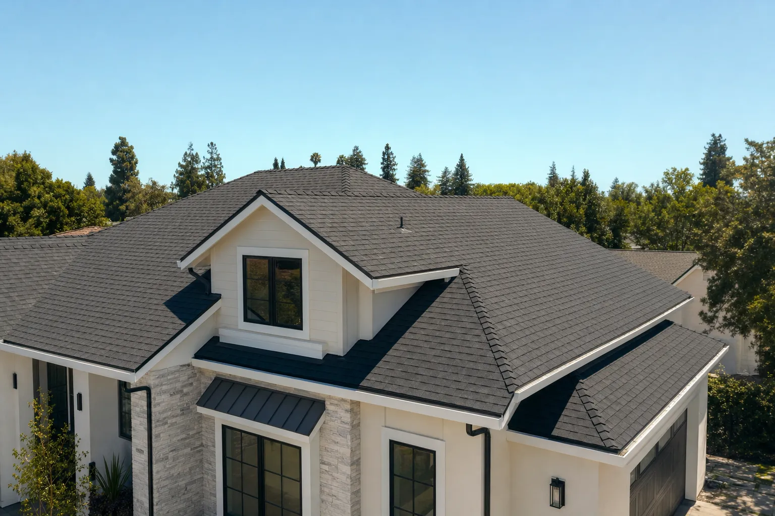 Fresh shingle roof installation