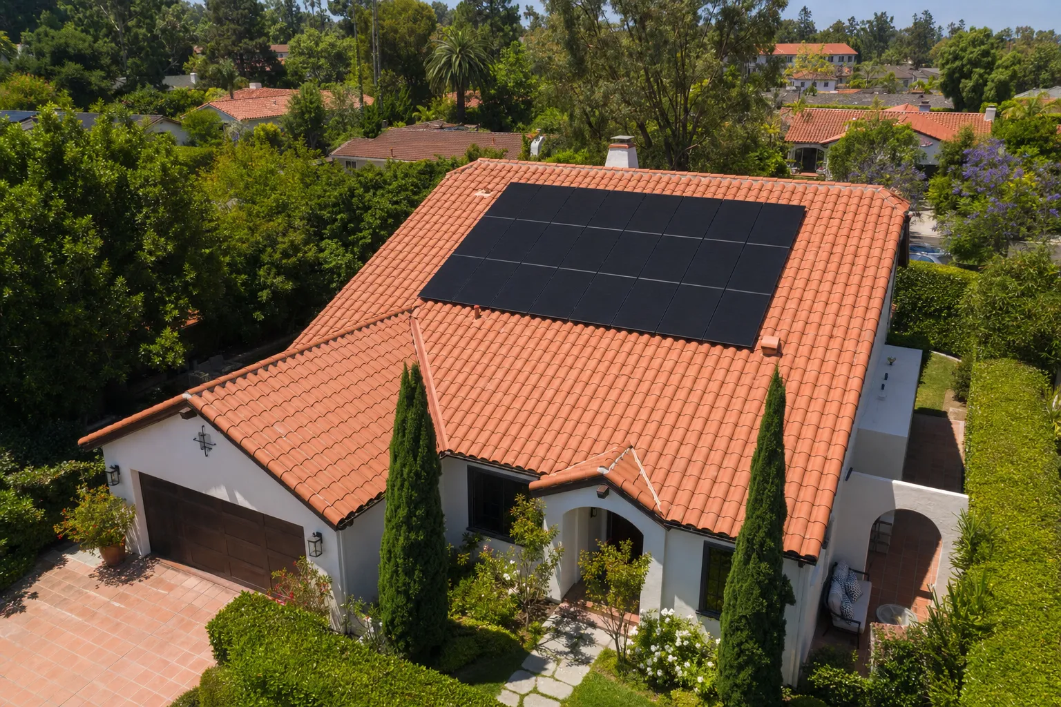 Solar panels reinstalled on a fresh tile roof by Green Conception
